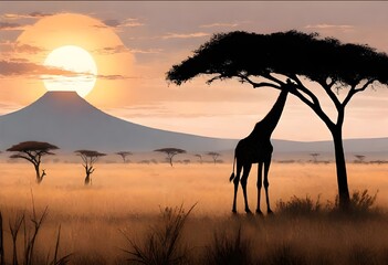 Fototapeta na wymiar sunset in continent sunset in the desert