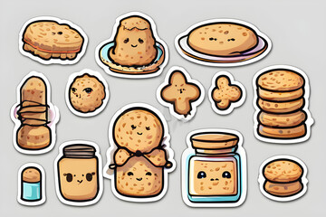 Biscuit accessories stickers on white background
Generative AI