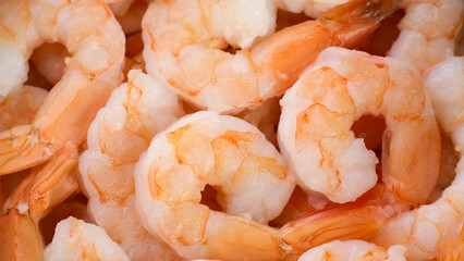 Fresh pink shrimp in plate