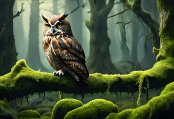 owl sitting on a branch - Powered by Adobe