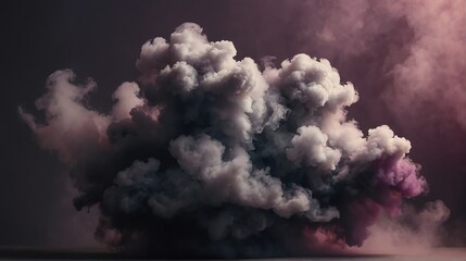 Closeup gunmetal gray to rich plum color gradient texture surface of cloudy puffs of smoke backdrop background dramatic lighting from Generative AI