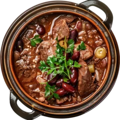 Foto auf Leinwand Feijoada in rustic pot cut out on transparent background © Andrii