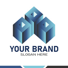 three blocks 3d logo design