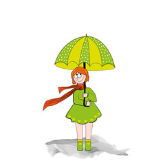Mujer feliz con paraguas. - 771415109