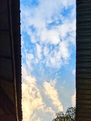 White clouds and blue sky background 