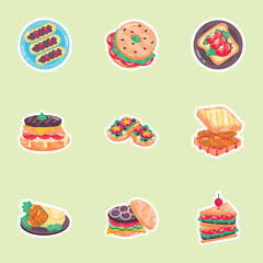 Flat Style Sandwiches Stickers 