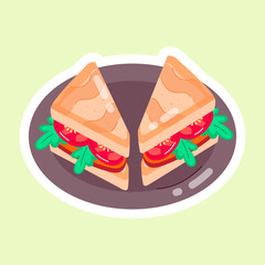Modern Flat Stickers Depicting Toastie 

