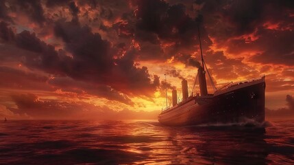 A ship sailing on the ocean