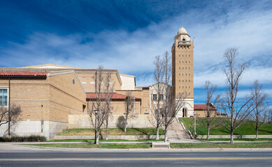 Arena and its tower on the campus of Texas Tech University in the city of Lubbock