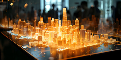 Model City Infused with Realistic Map Depiction ,City Model Showcasing Detailed Cartography , Intricately Mapped Cityscape Sculpture