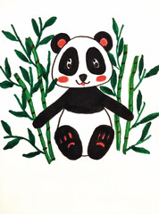 Cute panda with bamboo.