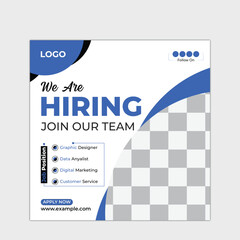 We are hiring job vacancy social media post or square web banner template