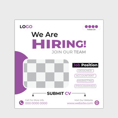 We are hiring job vacancy social media post or Social Media Square Banner design template, We are hiring job vacancy square web banner