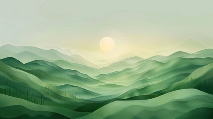 AI generated abstract green natural scenery wallpaper background