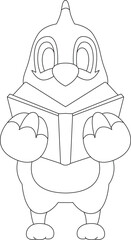 Parrot Reading Book Animal Vector Graphic Art Illustration