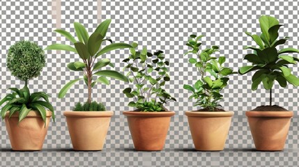 plant in clay pot isolated on transparent background