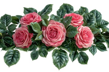 Pink rose flowers in a floral arrangement isolated on white