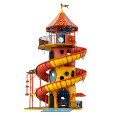 Drop tower playground, transparent background, isolated image, generative AI