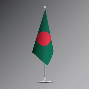 3D realistic flag of Bangladesh on steel pole