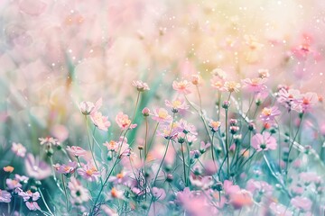 Beautiful watercolor flowering meadow background