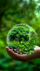 Fototapeta na wymiar Green Earth: Embracing an Environmentally Friendly Planet Concept