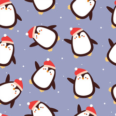 seamless pattern cartoon penguin. cute animal wallpaper illustration for gift wrap paper