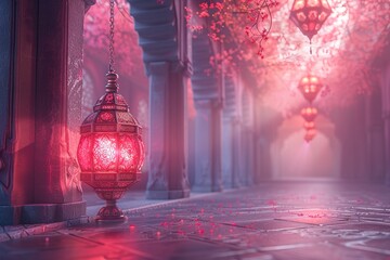 ramadan kareem background card design, islamic greeting banner of eid al fitr, eid al qurban, eid al adha, with lantern, islamic ornament, - obrazy, fototapety, plakaty