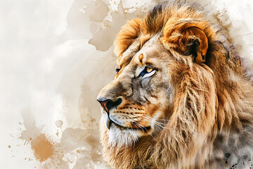 lion watercolor portrait artwork animals illustration