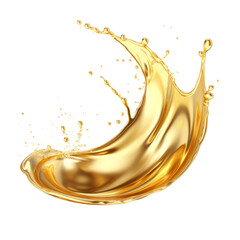 Golden oil splash isolated on transparent or white background - obrazy, fototapety, plakaty