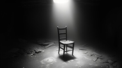 old chair in rays of ligh