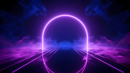 Purple glowing tunnel door with smoke