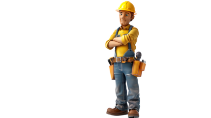 Cartoon art of worker isolated on a transparent background, PNG, Ai