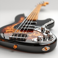 Fototapeta na wymiar musical instrument bass guitar closeup