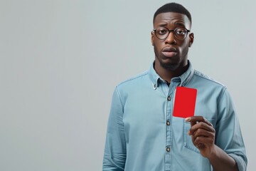 Black Man showing red card against racism