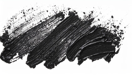 Texture of black crushed eyeliner or black acrylic paint isolated on white background