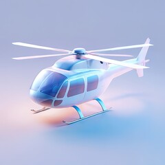 Glossy stylized glass icon of helicopter, chopper, flying, vehicle, copter
