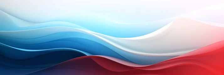 Fotobehang Colorful blue, red, white wave background with a black backdrop  suitable for graphic design projects, banner backgrounds, or vibrant website backdrops aspect ratio 3:1 © rajagambar99