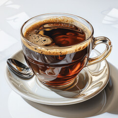Cup of coffee on a white background, Generative AI