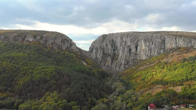 Amazing Aerial View At Cheile Turzii (Turda Keys), Autumn Romania, Cluj