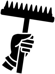 farm illustration rake silhouette garden logo shovel icon gardening outline work equipment agriculture spade tool gardener nature plant spring shape farming trowel horticulture for vector graphic back