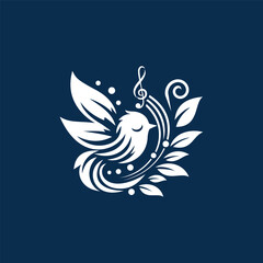 White bird with musical note on head, symbolizing harmony and creativity