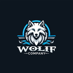 A fierce wolf logo silhouette, symbolizing strength and power, with the company name elegantly incorporated.