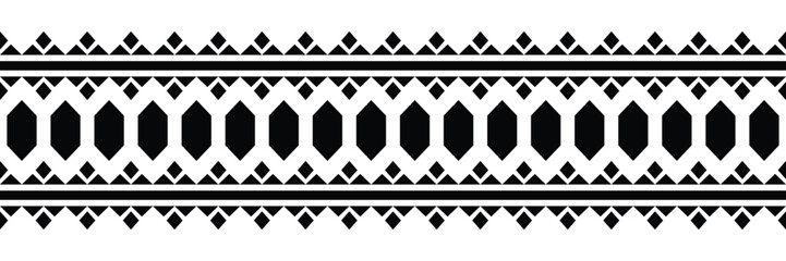 Ethnic border ornament. Geometric ethnic oriental seamless pattern. Stripe vector illustration. Native American Mexican African Indian tribal style. Design border, textile, fabric, clothing, carpet. - obrazy, fototapety, plakaty