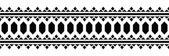 Fotobehang Ethnic border ornament. Geometric ethnic oriental seamless pattern. Stripe vector illustration. Native American Mexican African Indian tribal style. Design border, textile, fabric, clothing, carpet. © PARINYAS