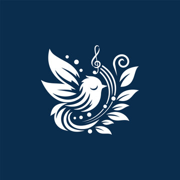 White bird with musical note on head, symbolizing harmony and creativity