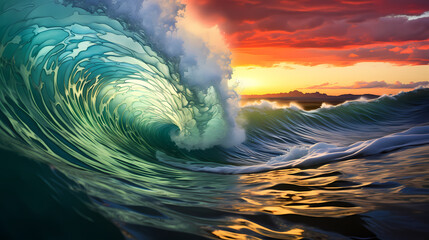 Colorful waves background - obrazy, fototapety, plakaty