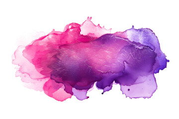Purple and pink blended watercolor paint stain on white canvas.