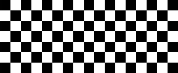 Black and white checker pattern vector illustration. Chess board. Abstract checkered checkerboard for game. Grid geometric square shape. Race flag. Retro mosaic floor - obrazy, fototapety, plakaty