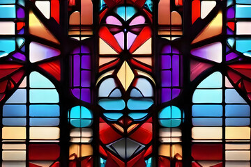 stained glass window in a church  church, window, glass, stained glass, stained, religion, religious, saint, art, christ, architecture, cathedral, faith, mary, angel,Ai generated 