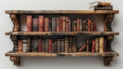 wooden shelf with old books